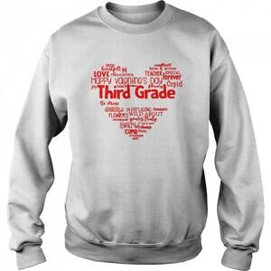 Valentine Heart Teacher Name Grade Personalized Raglan Sweatshirt